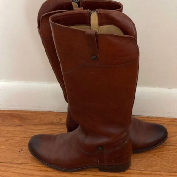 FRYE Women's Melissa Tab Tall Riding Boot, Redwood color 6 M US - Picture 2 of 7